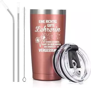 LuxusKollektion Thermobecher "Richtig Gute Lehrerin" 600ml, roségold
