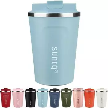 LuxusKollektion Kaffeebecher to go, Edelstahl, doppelwandig isoliert, himmelblau, 380ml