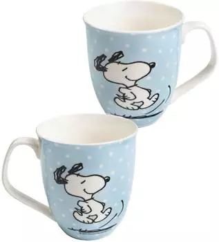 United Labels Snoopy Kaffeetasse blau mit Punkten, Keramik, 280ml (0133441)