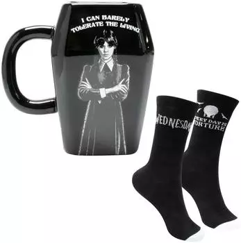 Blue Sky Studios Wednesday Tasse & Socken Set im Sarg-Design (WD718093)