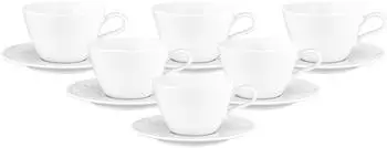 Seltmann Weiden Nori Home Milchkaffeetassen mit Untertassen, 370ml, 6er-Set, Porzellan