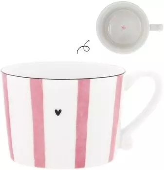 Bastion Collections Becher Big Stripes weiß/rosa 300ml (LI/CUP 017 RO)