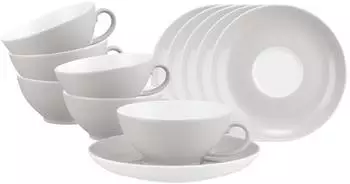 Seltmann Weiden Liberty Pure Colors Teetasse mit Untertasse New Grey, Porzellan, 0,14L, 6er-Set