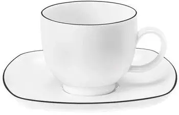 Seltmann Weiden Lido Black Line Kaffeetasse mit Untertasse, eckig, 220ml