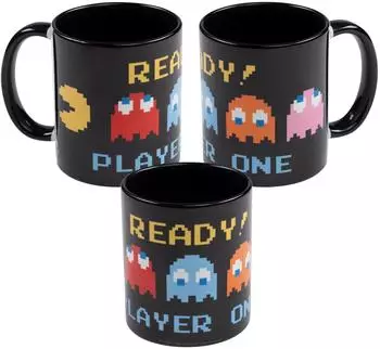United Labels Pac-Man Kaffeetasse "Ready! Player One" 320ml, Keramik, schwarz (0134481)