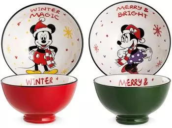 Egan Disney Winter Magic Mickey Mouse & Minnie Mouse Sch&auml;lchen-Set, Porzellan, 300ml, 2er-Set (127014)
