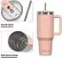 LuxusKollektion Thermobecher 591ml Edelstahl doppelwandig mit Griff und Strohhalm, pink