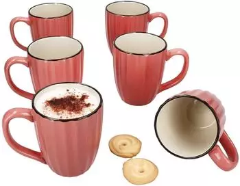 Mäser OSITA Rose-Weiß Kaffeebecher 6er-Set, Steingut, 300ml