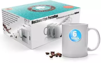 BigDean Kaffeebecher-Set wei&szlig;, Porzellan, 300ml, 6 St&uuml;ck