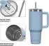 LuxusKollektion Thermobecher mit Strohhalm und Griff, Edelstahl, smogblau, 591ml