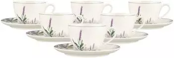 Seltmann Weiden Savona Provence Kaffeetassen mit Untertassen, 270ml, 6er-Set