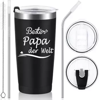 LuxusKollektion Thermobecher „Bester Papa der Welt" Edelstahl doppelwandig 600ml