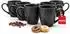BigDean Kaffeebecher 6er-Set Steingut schwarz Waffeldesign 400ml