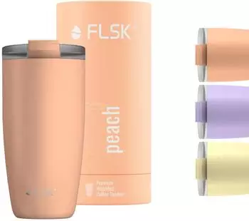 FLSK Coffee to go peach Becher 500 ml Braun/Orange
