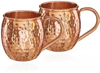 NKlaus 2x Kupferbecher reines Kupfer 100% Ayuverda Kupfertasse Oval Tasse Braun