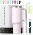 LuxusKollektion Thermobecher to Go 591ml Edelstahl, doppelwandig, rosé, mit Griff und Strohhalm