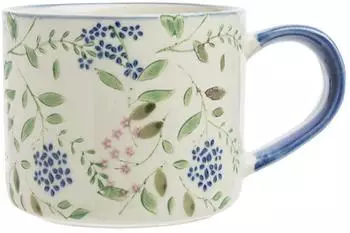 TRANQUILLO Vintage Garden Tasse aus Steinzeug, blau, 400ml (POR768)