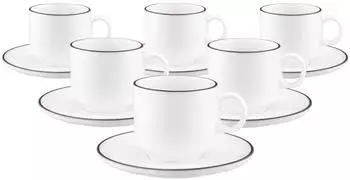 Seltmann Weiden Sento Home Pure Lines Cappuccinotassen mit Untertassen, Porzellan, chocolate brown, 300ml, 6er-Set