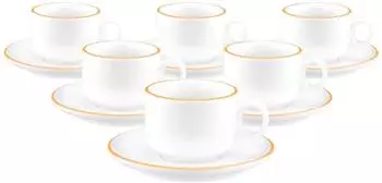 Seltmann Weiden Sento Home Pure Lines Espressotasse mit Untertasse, mango orange, 80ml, 6er-Set