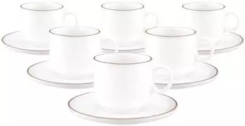 Seltmann Weiden Sento Home Pure Lines Cappuccinotassen mit Untertassen, 6er Set, 300ml, cocoa braun, Porzellan