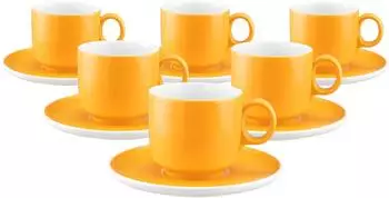 Seltmann Weiden Sento Home Pure Colors Cappuccinotasse mit Untertasse mango orange 300ml 6er-Set