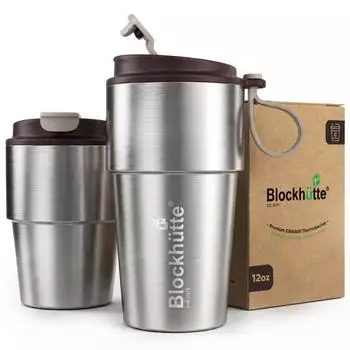 Blockh&uuml;tte Thermobecher Edelstahl, auslaufsicher, 350ml