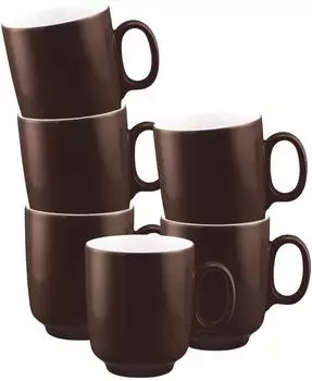 Seltmann Weiden Sento Home Pure Colors Becher mit Henkel Chocolate Brown 400ml 6er-Set