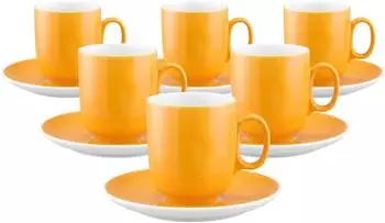 Seltmann Weiden Sento Home Pure Colors Kaffeebecher mit Untertasse mango orange 400ml 6er-Set