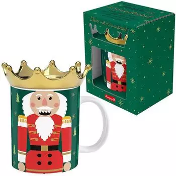 Sheepworld Tasse mit Deckel Kronenform "Nussknacker" 35cl, Porzellan (51221)