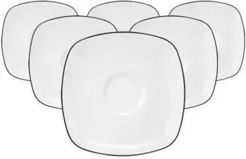 Seltmann Weiden Lido Black Line Teeuntertasse eckig, wei&szlig;, Porzellan, 13x13cm, 6er-Set
