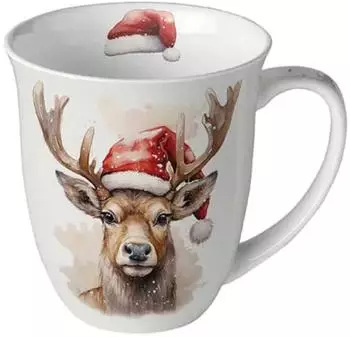 Ambiente Tasse Hirsch mit M&uuml;tze, Porzellan, 400ml (38420280)
