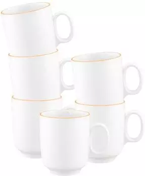 Seltmann Weiden Sento Home Pure Lines Becher mit Henkel 400ml, 6er-Set, mango orange