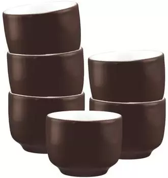 Seltmann Weiden Sento Home Pure Colors Espressotasse ohne Henkel 80ml, Chocolate Brown, 6er-Set