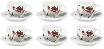 Excelsa Snowman Espressotassen-Set mit Untertassen, Porzellan, 6-tlg. (64953)