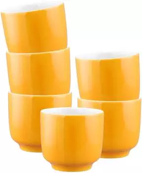 Seltmann Weiden Sento Home Pure Colors Cappuccinotasse ohne Henkel, Mango Orange, 300ml, 6er Set