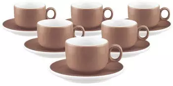 Seltmann Weiden Sento Home Pure Colors Espressotasse mit Untertasse cocoa braun 80ml 6er Set