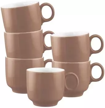Seltmann Weiden Sento Home Pure Colors Cappuccinotasse Cocoa Brown 300ml, 6er-Set