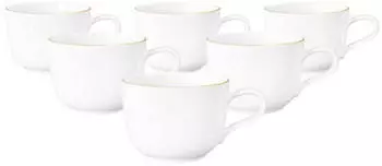 Seltmann Weiden Liberty Goldrand Milchkaffeetassen wei&szlig;-gold 380ml, 6er Set