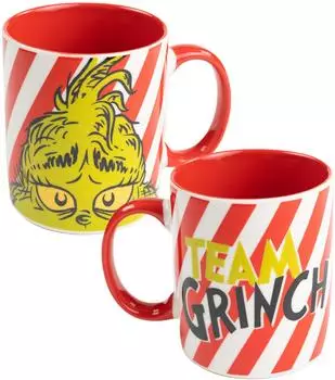 United Labels Team Grinch Kaffeetasse, Keramik, rot/wei&szlig;, 320ml (0134085)