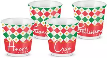 Bialetti Espressobecher Ciao Italia 90ml, 4 St&uuml;ck (TRICOL02)