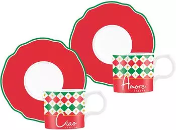 Bialetti Espressotassen-Set Ciao Italia, 2-tlg. (TRICOL01)