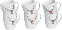 CreaTable Becher "Hirsch, Kaffeebecher, 6-tlg." Winterdekor, Hirschmotiv