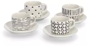Zeller Espressotassen-Set schwarz/wei&szlig;, 8-tlg. (26537)
