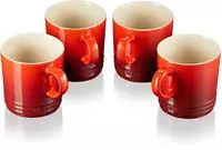 Le Creuset 79113350600000, Le Creuset Tasse Becher 4er-Set Kirschrot Steinzeug...