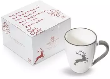 Gmundner Keramik Grauer Hirsch Fr&uuml;hst&uuml;cksbecher 300ml (0319TAFR09K)