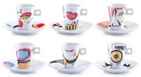 Zeller Present Espressotasse "Faces" 6 Tassen, 6 Untertassen