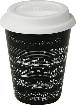 K&ouml;nitz Coffee to go Mug mit Deckel Vivaldi Libretto schwarz