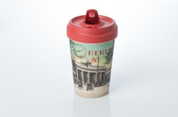 Chic.mic BambooCup Travel Mug 400 ml Vintage Berlin Brandenburger Tor