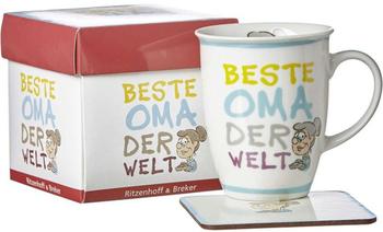 Ritzenhoff & Breker Kaffeebecher 320 ml mit Untersetzer Beste Oma
