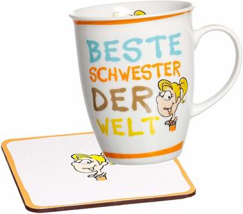 Ritzenhoff & Breker Kaffeebecher 320 ml mit Untersetzer Beste Schwester